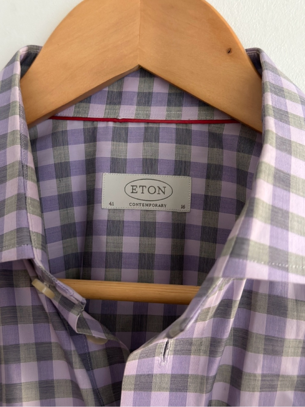 Eton Men’s Lavender and Gray Check Dress Shirt